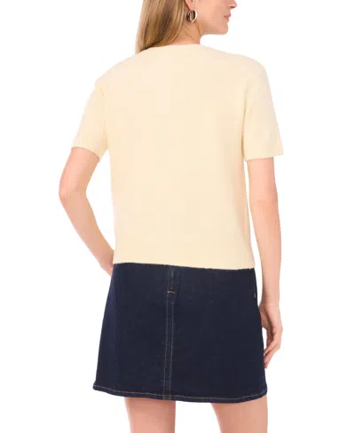 Vince Camuto Women's Covered Button Crewneck Cardigan Sweater In Yellow