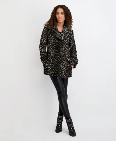 Karl Lagerfeld Women's Dropped Waist Peacoat In Brown