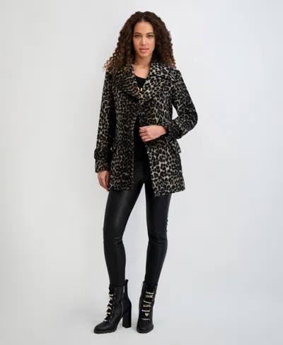 Karl Lagerfeld Women's Dropped Waist Peacoat In Brown