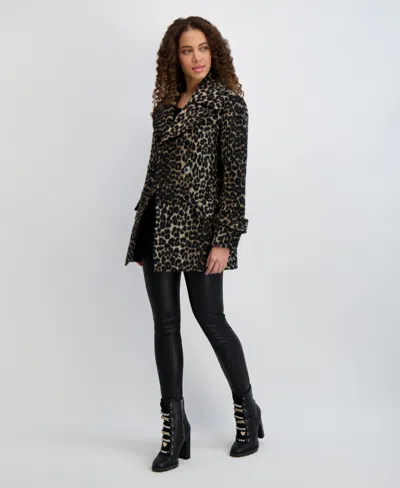 Karl Lagerfeld Women's Dropped Waist Peacoat In Brown