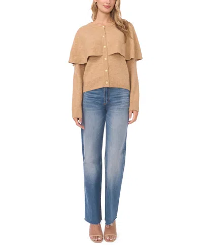 Vince Camuto Women's Long Sleeve Sweater With Shawl In Brown