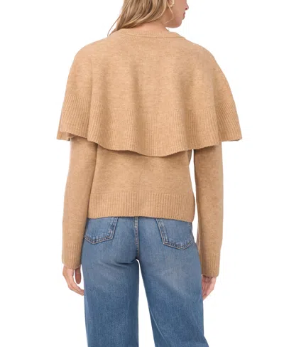 Vince Camuto Women's Long Sleeve Sweater With Shawl In Brown