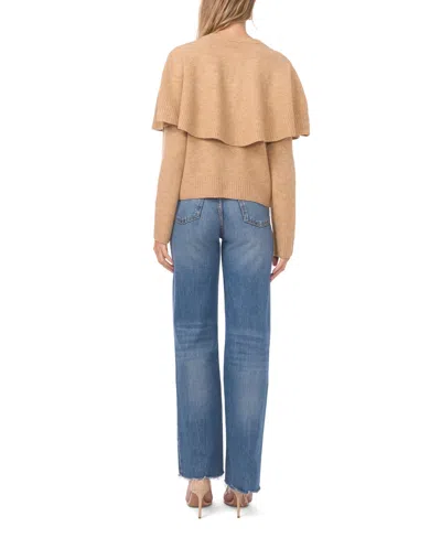 Vince Camuto Women's Long Sleeve Sweater With Shawl In Brown