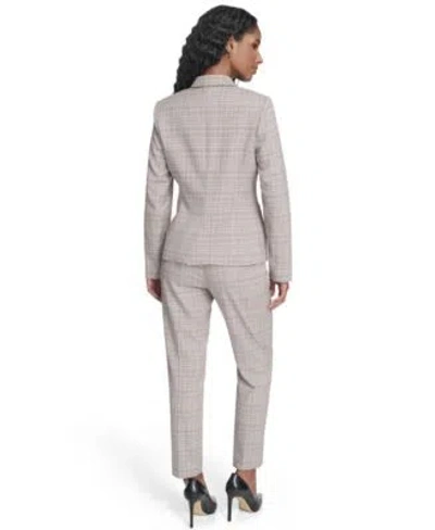 Tommy Hilfiger Womens Plaid One Button Blazer Jacket Floral Clip Draped Crewneck Top Plaid Sloane Ankle Pants In Multi