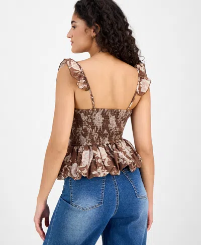 And Now This Women's Ruffle-strap Bubble-hem Top, Macy's Exclusive In Brown