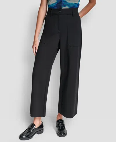 Dkny Women's Wide-leg Cropped Ponte Pants In Black