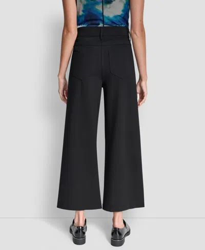 Dkny Women's Wide-leg Cropped Ponte Pants In Black