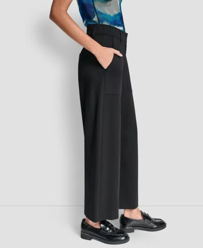 Dkny Women's Wide-leg Cropped Ponte Pants In Black