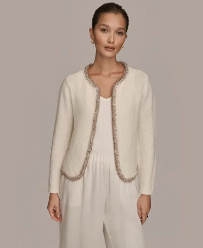 Donna Karan Weekend Women's Long Sleeve Crew Neck Jacket In White