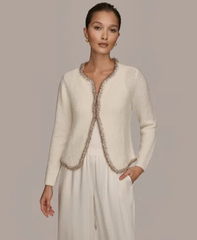 Donna Karan Weekend Women's Long Sleeve Crew Neck Jacket In White