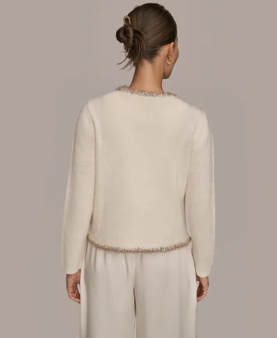 Donna Karan Weekend Women's Long Sleeve Crew Neck Jacket In White