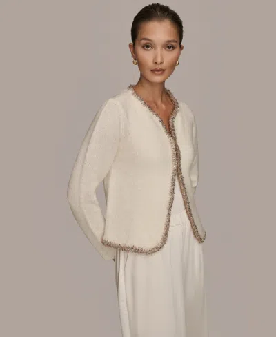 Donna Karan Weekend Women's Long Sleeve Crew Neck Jacket In White