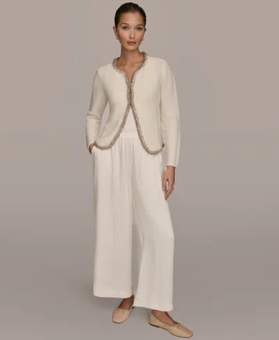 Donna Karan Weekend Women's Long Sleeve Crew Neck Jacket In White