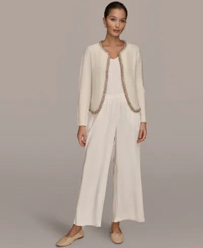 Donna Karan Weekend Women's Long Sleeve Crew Neck Jacket In White