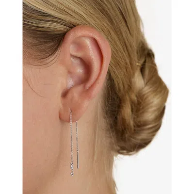 Astrid & Miyu Womens Crystal Chain Sterling-silver And Cubic Zirconia Thread Earrings Rhodiumplatedsilver In Silver