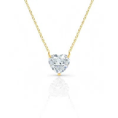 Maulijewels 1.00 Carat Heart Shape Lab Grown Diamond Pendant Necklace For Women In 14k Gold | Ef Vs1 In Gold