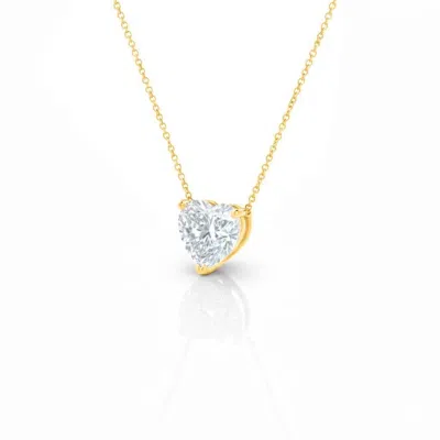 Maulijewels 1.00 Carat Heart Shape Lab Grown Diamond Pendant Necklace For Women In 14k Gold | Ef Vs1 In Gold