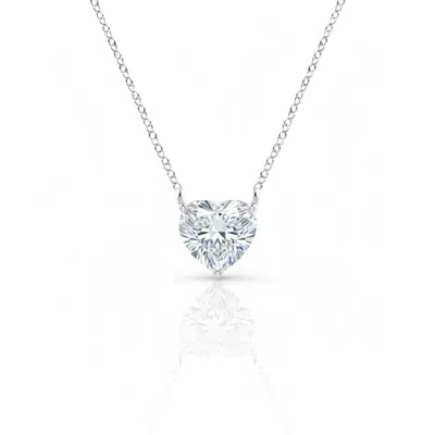 Maulijewels 1.50 Carat Heart Shape Lab Grown Diamond Pendant Necklace For Women In 14k Gold | Ef Vs1 In Metallic