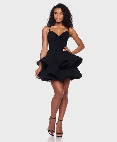 Alex & Sophia Juniors' Double Layer Drop V-neck Dress In Blue