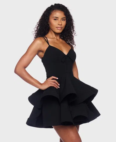 Alex & Sophia Juniors' Double Layer Drop V-neck Dress In Blue