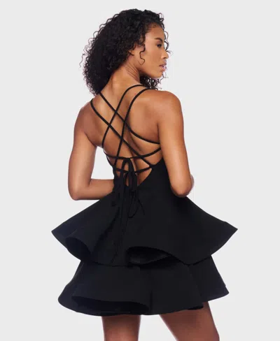 Alex & Sophia Juniors' Double Layer Drop V-neck Dress In Blue