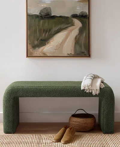 Ink+ivy Steve 42"w Boucle Waterfall Bench In Gray