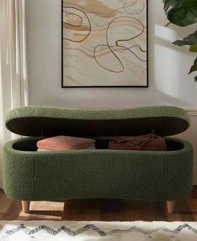 Ink+ivy Bailey 48"w Boucle Flip Top Storage Bench In Gray