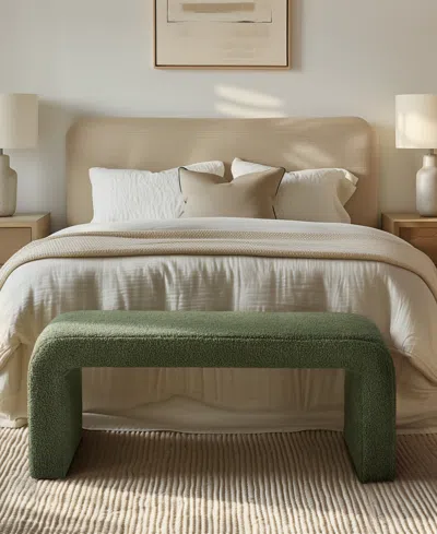 Ink+ivy Steve 42"w Boucle Waterfall Bench In Gray