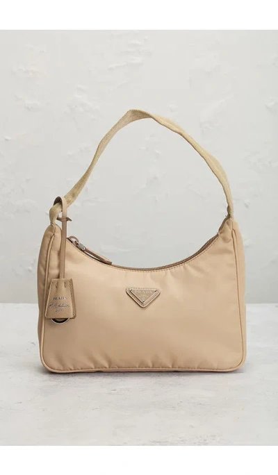 Fwrd Renew Prada Re-edition 2000 Re-nylon Shoulder Bag In Sand
