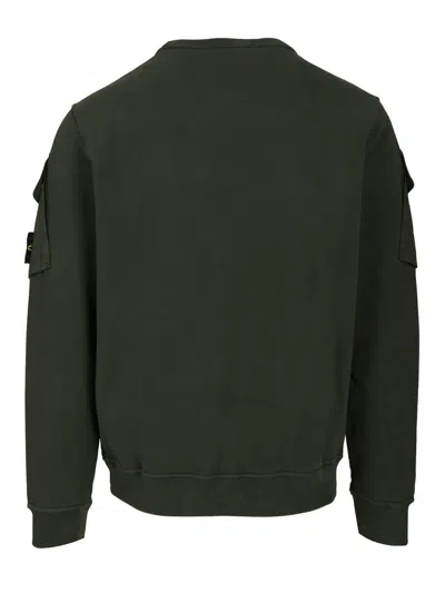 Stone Island Crewneck Sweatshirt In Brushed Organic Cotton In Green