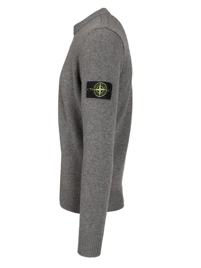 Stone Island Lambswool Crewneck Sweater In Gray