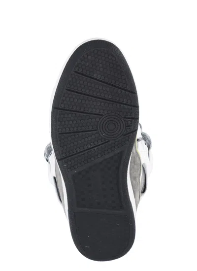 Lanvin Off-white & Gray Curb Leather Sneakers In Multi