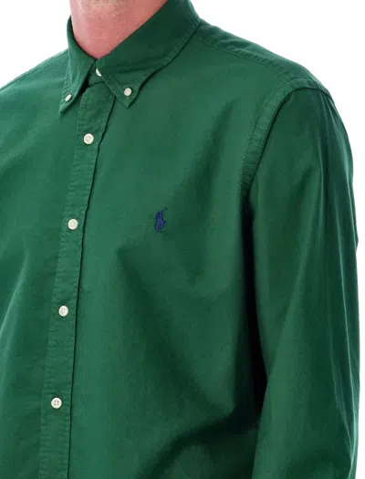 Ralph Lauren Custom Fit Cotton Shirt In Green