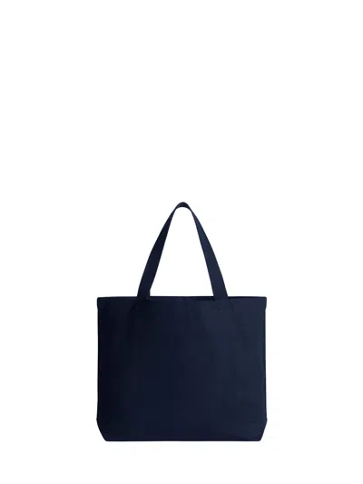 Maison Kitsuné Tote Bag With  Signature Print In Blue