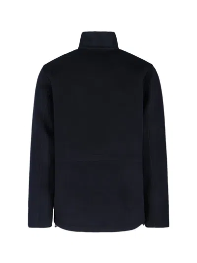 Aspesi Structured Front Zipper Jacket With Stand Collar In Blue