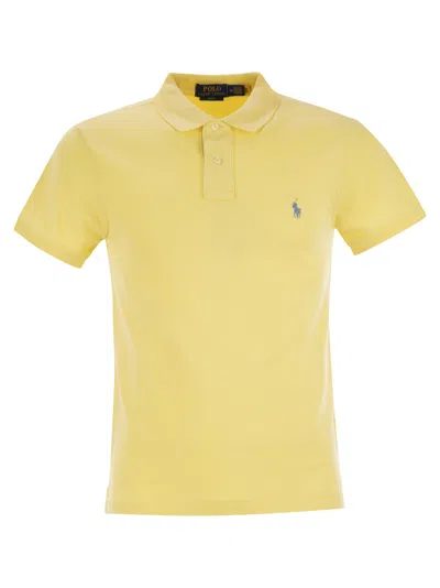 Ralph Lauren Slim-fit Pique Polo Shirt In Yellow