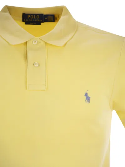 Ralph Lauren Slim-fit Pique Polo Shirt In Yellow
