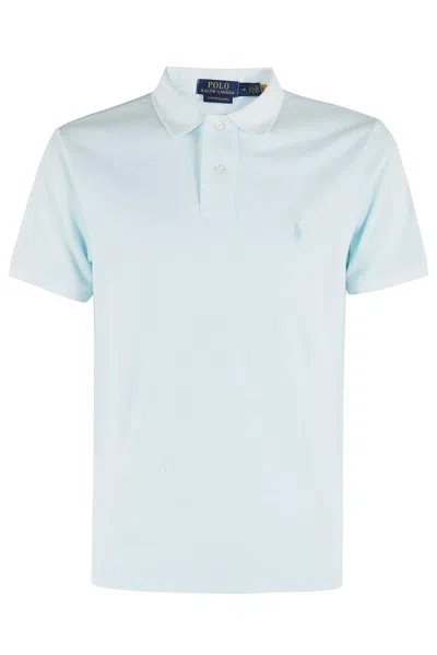Ralph Lauren Custom Slim Mineral-dyed Polo Shirt In Blue