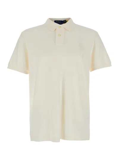 Ralph Lauren Custom Slim Fit White Polo Shirt With Large Pony Detail On The Front In Cotton Piquet Man In Gray