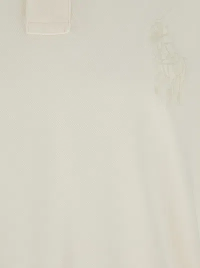 Ralph Lauren Custom Slim Fit White Polo Shirt With Large Pony Detail On The Front In Cotton Piquet Man In Gray