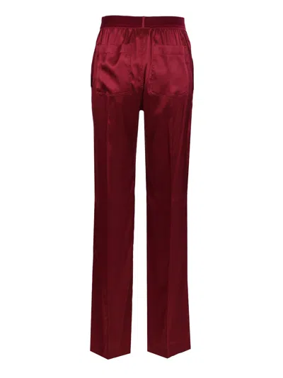 Tom Ford Fuchsia Pants With Elastic Waist With Logo Lettering In Silk Stretch Woman In Purple