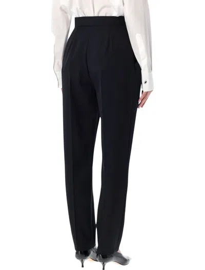 Balmain High-waisted Structured Trousers Featuring Pleats In Black