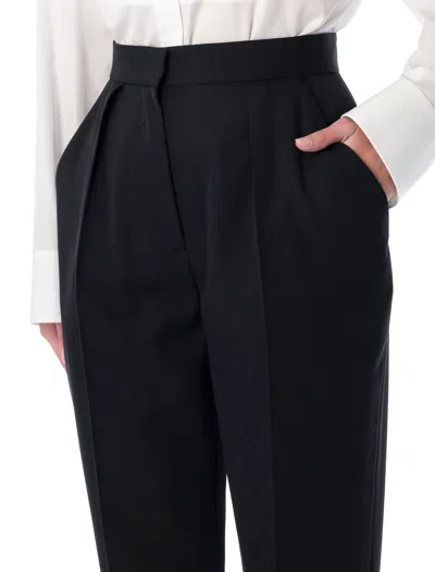 Balmain High-waisted Structured Trousers Featuring Pleats In Black