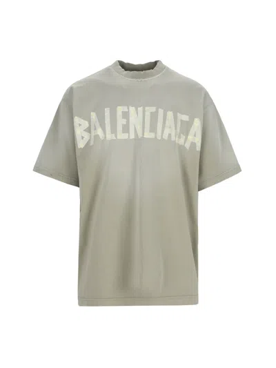 Balenciaga Tape Type T-shirt In Gray