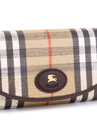 Burberry Womens Sand Highlands Continental Cotton-blend Wallet In Brown