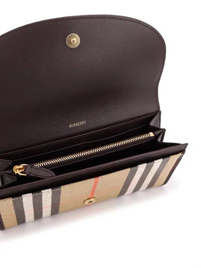 Burberry Womens Sand Highlands Continental Cotton-blend Wallet In Brown