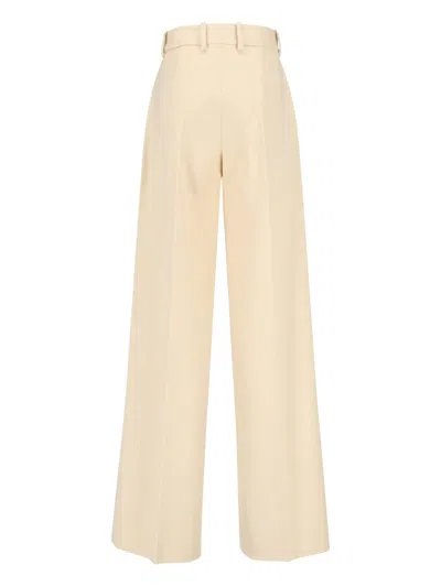 Ermanno Scervino High Waist Wide Leg Trousers With Belt Loops In Neutral