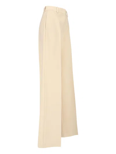 Ermanno Scervino High Waist Wide Leg Trousers With Belt Loops In Neutral