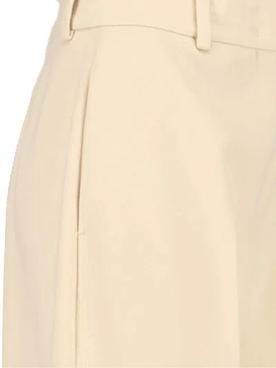 Ermanno Scervino High Waist Wide Leg Trousers With Belt Loops In Neutral