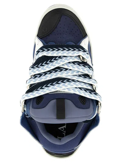 Lanvin Black Leather-polyester Sneaker In Multi